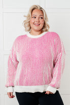 Least High Maintenance Contrast Trim Sweater in Pink Tops Ave Shops- Tilden Co.