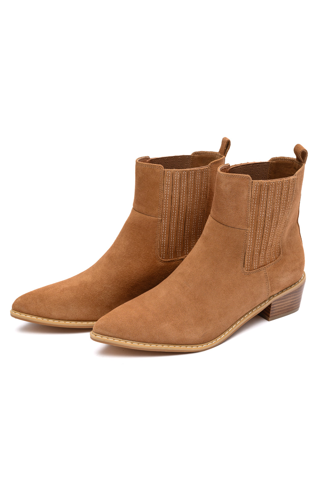 Leonor Suede Ankle Boot in Tan Shoes Ave Shops- Tilden Co.