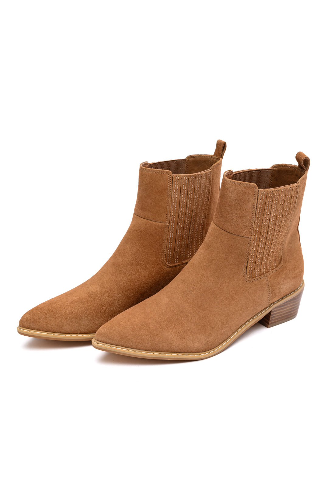 Leonor Suede Ankle Boot in Tan Shoes Ave Shops- Tilden Co.