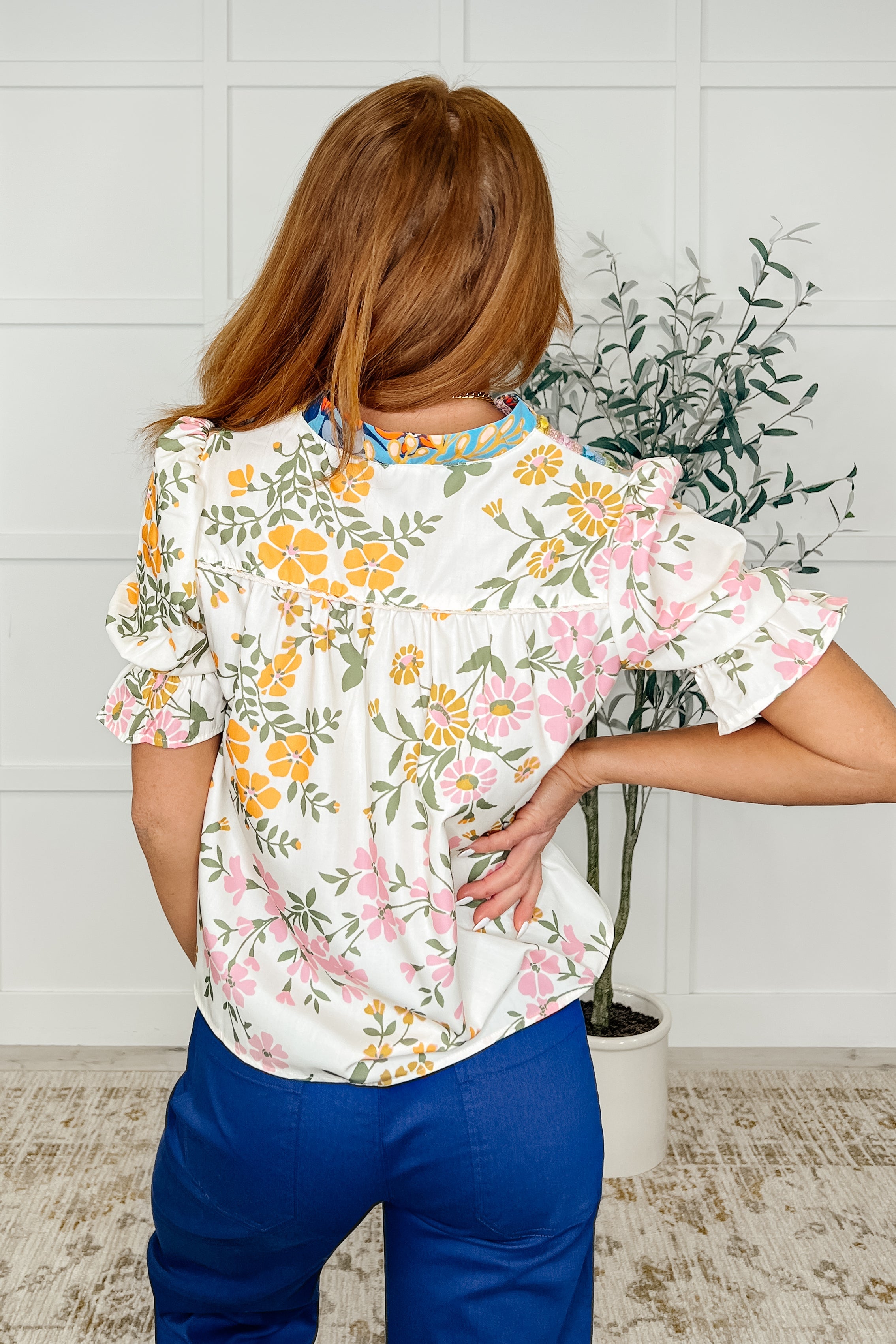 Less Concerned V-Neck Floral Blouse Womens Ave Shops- Tilden Co.