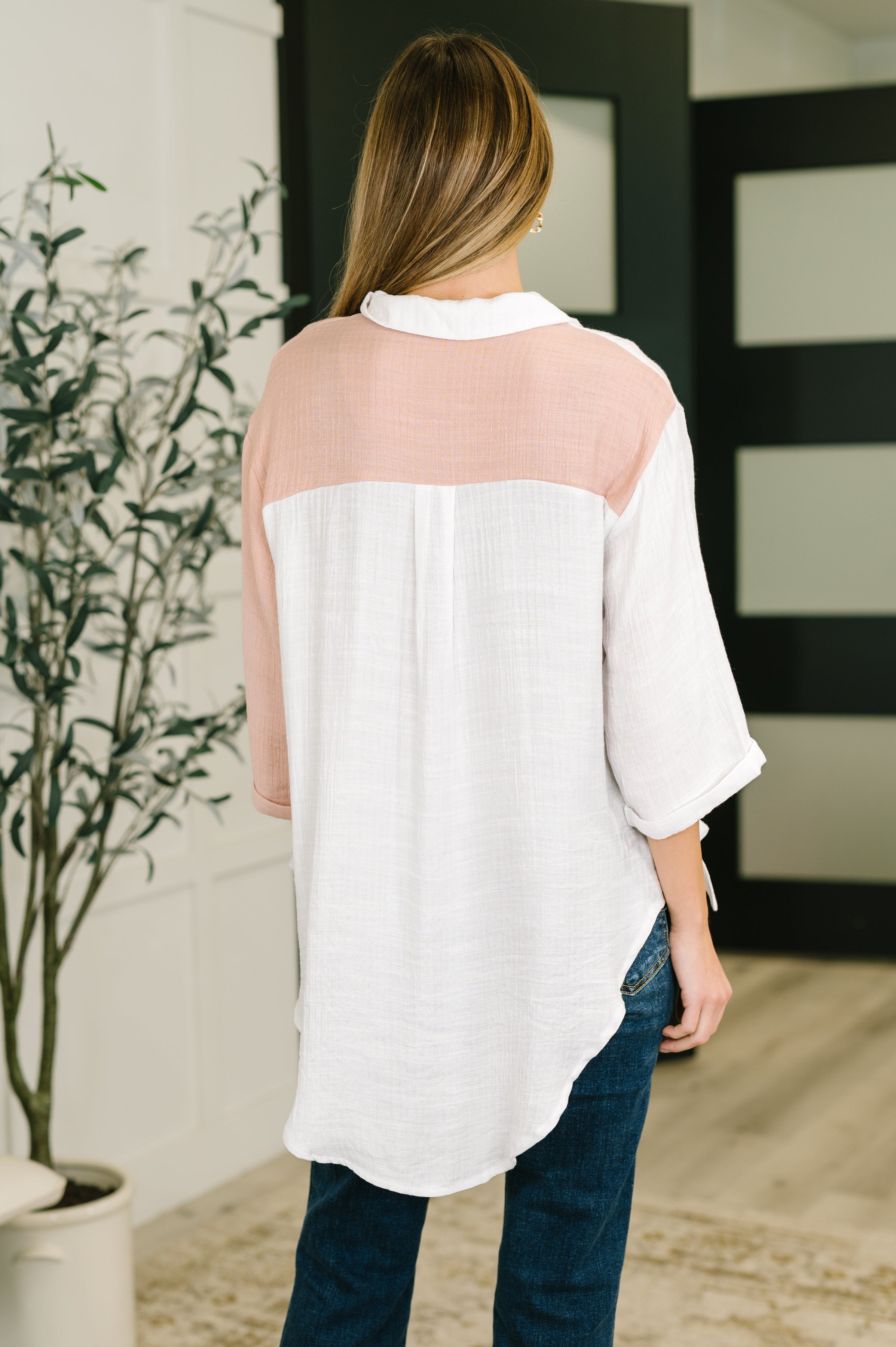 Like You Do Dual Toned Button Down T-Shirt Ave Shops- Tilden Co.