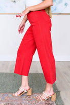 Lisa High Rise Control Top Wide Leg Crop Jeans in Red    Denim Ave Shops- Tilden Co.