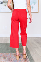 Lisa High Rise Control Top Wide Leg Crop Jeans in Red    Denim Ave Shops- Tilden Co.