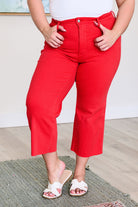 Lisa High Rise Control Top Wide Leg Crop Jeans in Red    Denim Ave Shops- Tilden Co.