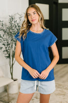 Little Details Trim Detail Top in Blue Womens Ave Shops- Tilden Co.