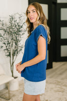 Little Details Trim Detail Top in Blue Womens Ave Shops- Tilden Co.
