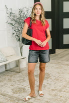 Little Details Trim Detail Top in Ruby Womens Ave Shops- Tilden Co.