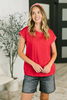 Little Details Trim Detail Top in Ruby Womens Ave Shops- Tilden Co.