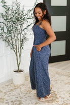 Live Your Best Life Floral Jumpsuit in Blue Floral Womens Ave Shops- Tilden Co.
