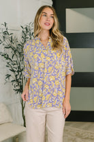 Lizzy Breeze Top in Purple and Yellow Floral Womens Ave Shops- Tilden Co.