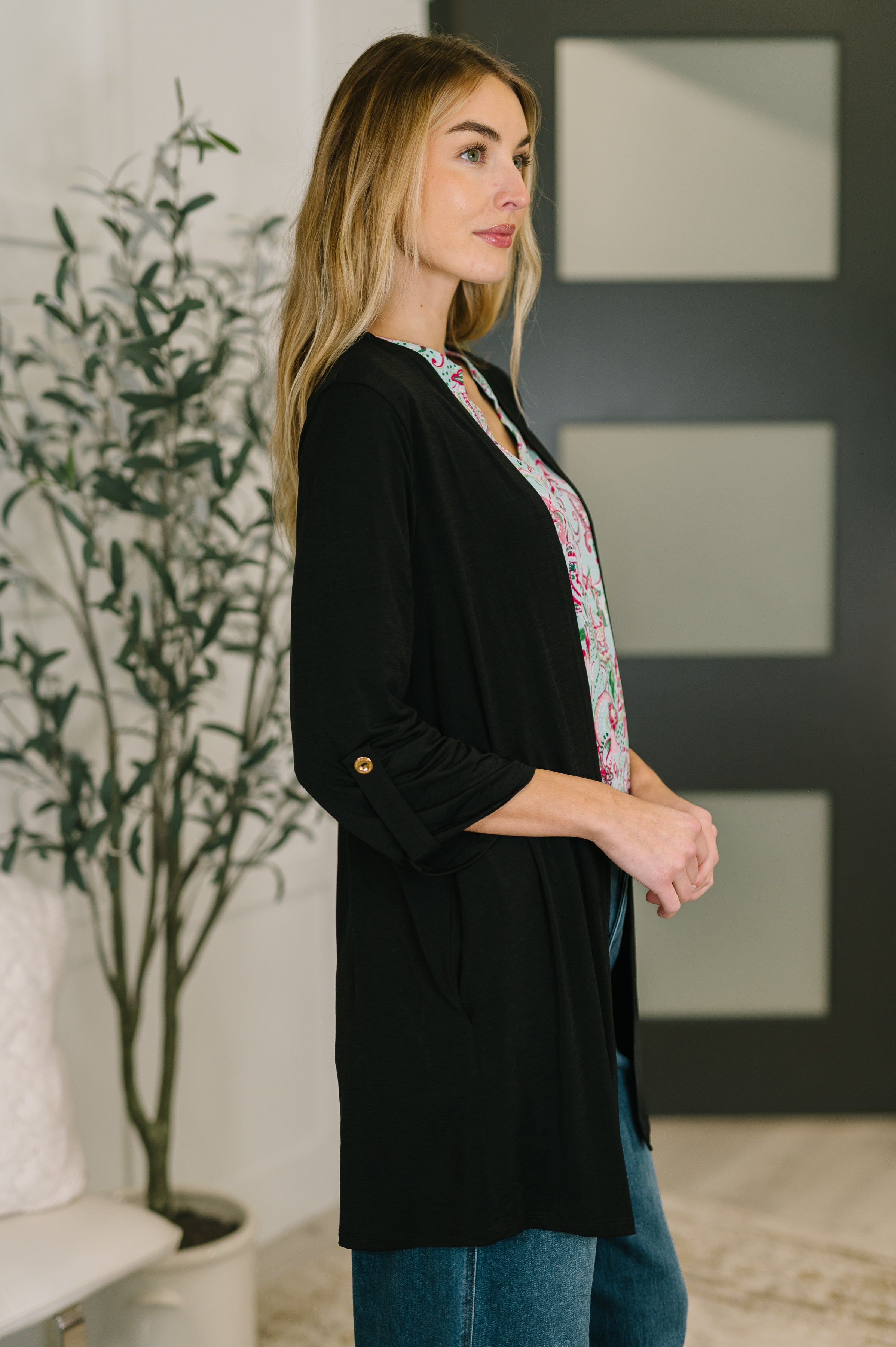 Lizzy Cardigan in Black Cardigan Ave Shops- Tilden Co.