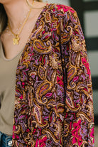 Lizzy Cardigan in Chocolate Paisley Womens Ave Shops- Tilden Co.