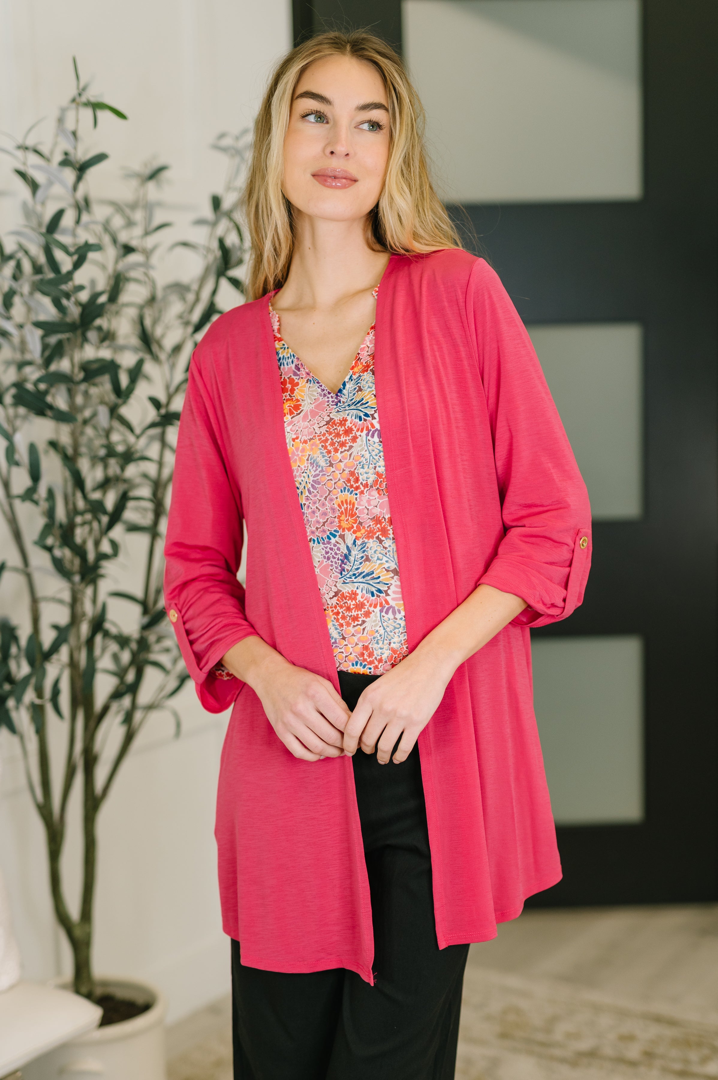Lizzy Cardigan in Fuchsia Cardigan Ave Shops- Tilden Co.