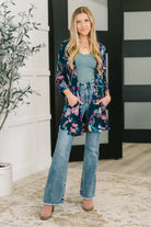 Lizzy Cardigan in Hunter Green Floral Paisley Womens Ave Shops- Tilden Co.