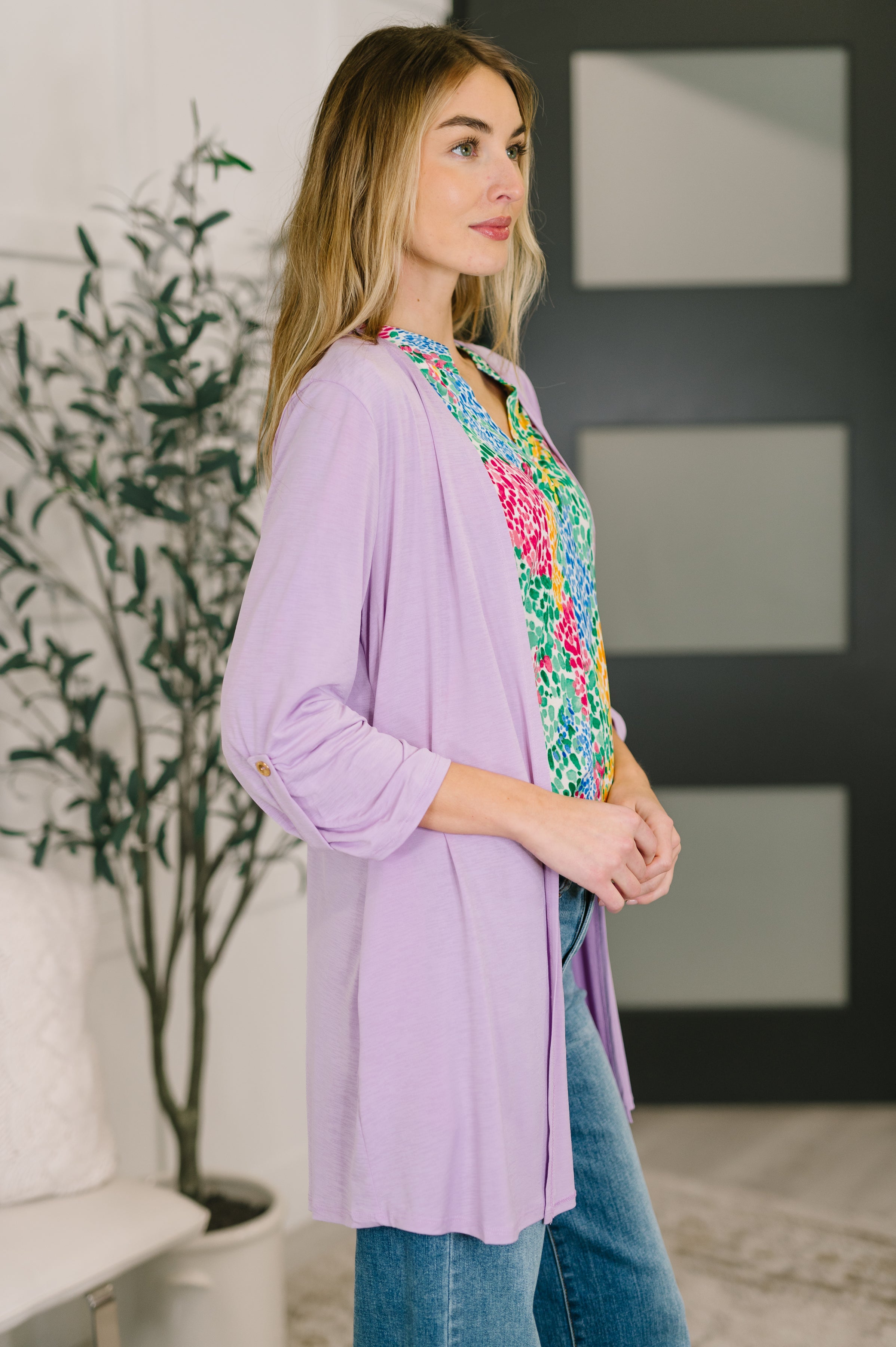 Lizzy Cardigan in Orchid Bloom Cardigan Ave Shops- Tilden Co.
