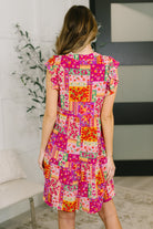 Lizzy Flutter Sleeve Dress in Patchwork Floral Knee Length Dress Ave Shops- Tilden Co.