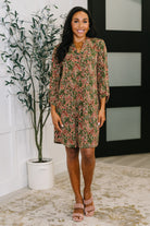 Lizzy Long Sleeve Dress in Olive Paisley Womens Ave Shops- Tilden Co.