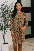 Lizzy Long Sleeve Dress in Olive Paisley Womens Ave Shops- Tilden Co.