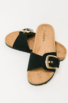 Lizzy Slip On Buckle Strap Sandal in Black Womens Ave Shops- Tilden Co.