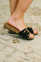 Lizzy Slip On Buckle Strap Sandal in Black Womens Ave Shops- Tilden Co.