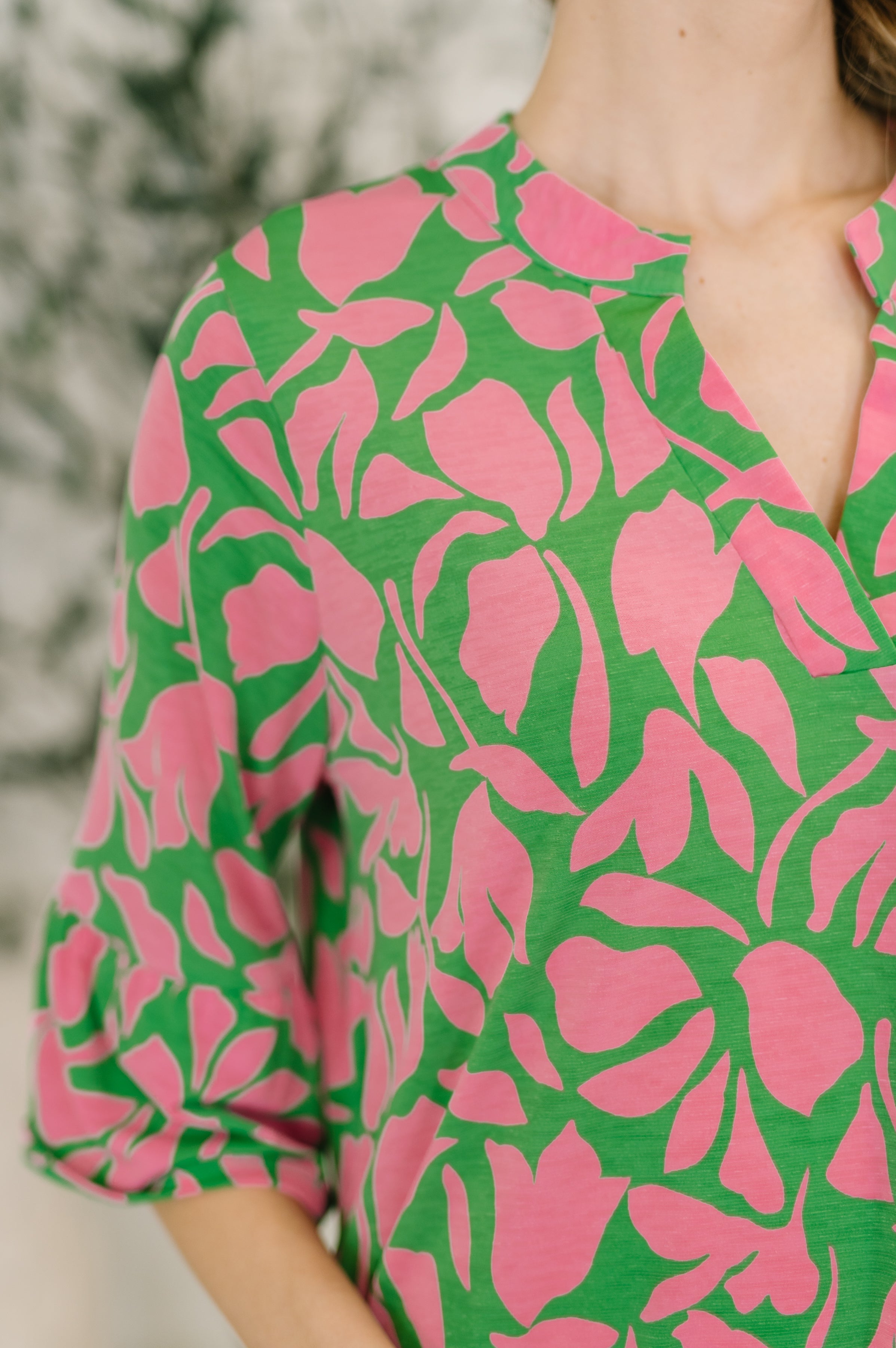 Lizzy Sunday Dress in Emerald Abstract Floral- 3/3/2026 NEW Knee Length Dress Ave Shops- Tilden Co.