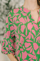 Lizzy Sunday Dress in Emerald Abstract Floral- 3/3/2026 NEW Knee Length Dress Ave Shops- Tilden Co.