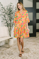 Lizzy Sunday Dress in Leaf Multi Floral- 3/3/2026 NEW Knee Length Dress Ave Shops- Tilden Co.