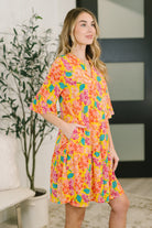 Lizzy Sunday Dress in Leaf Multi Floral- 3/3/2026 NEW Knee Length Dress Ave Shops- Tilden Co.