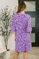 Lizzy Sunday Dress in Purple Paisley- 3/3/2026 NEW Knee Length Dress Ave Shops- Tilden Co.
