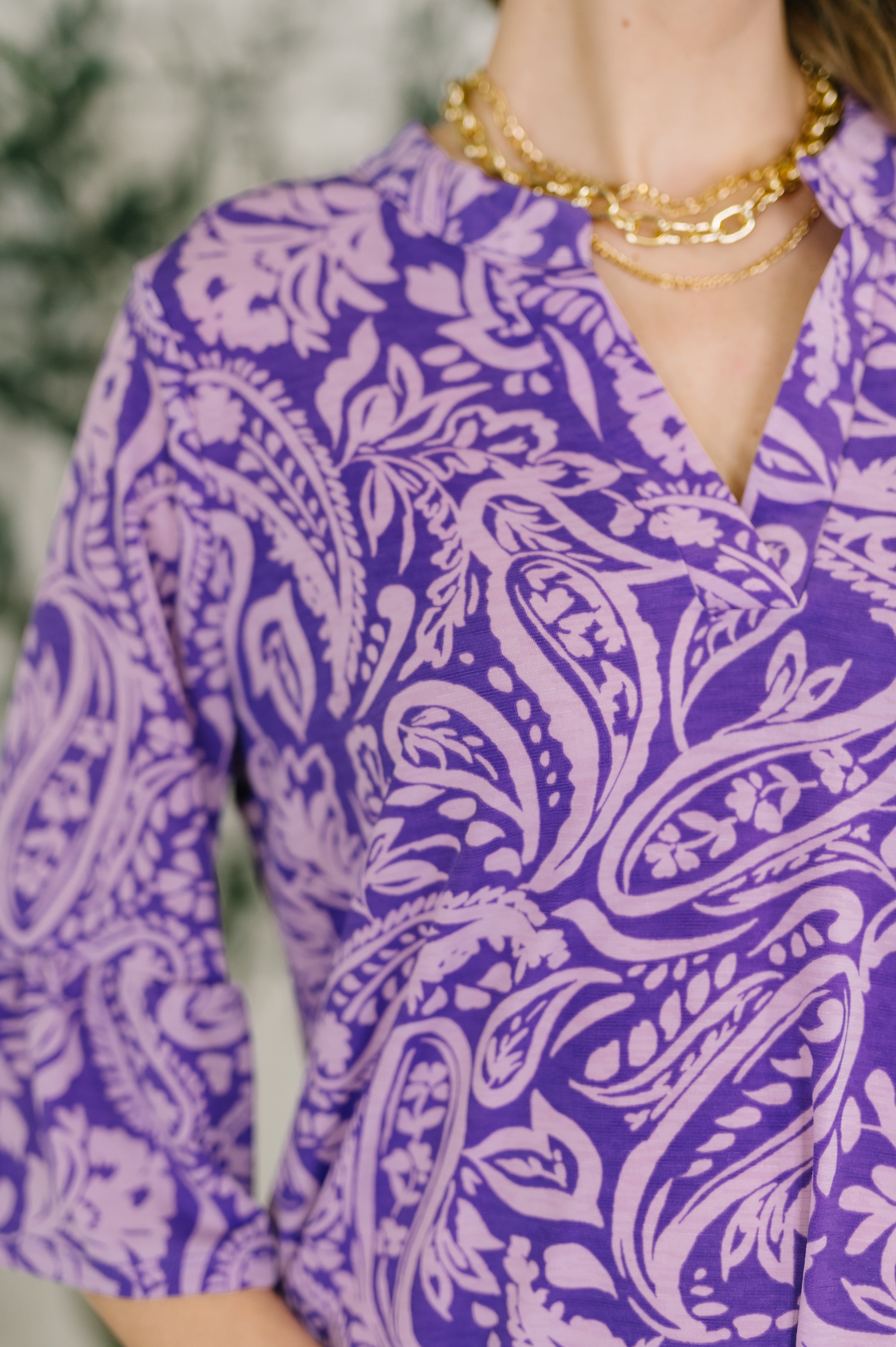 Lizzy Sunday Dress in Purple Paisley- 3/3/2026 NEW Knee Length Dress Ave Shops- Tilden Co.