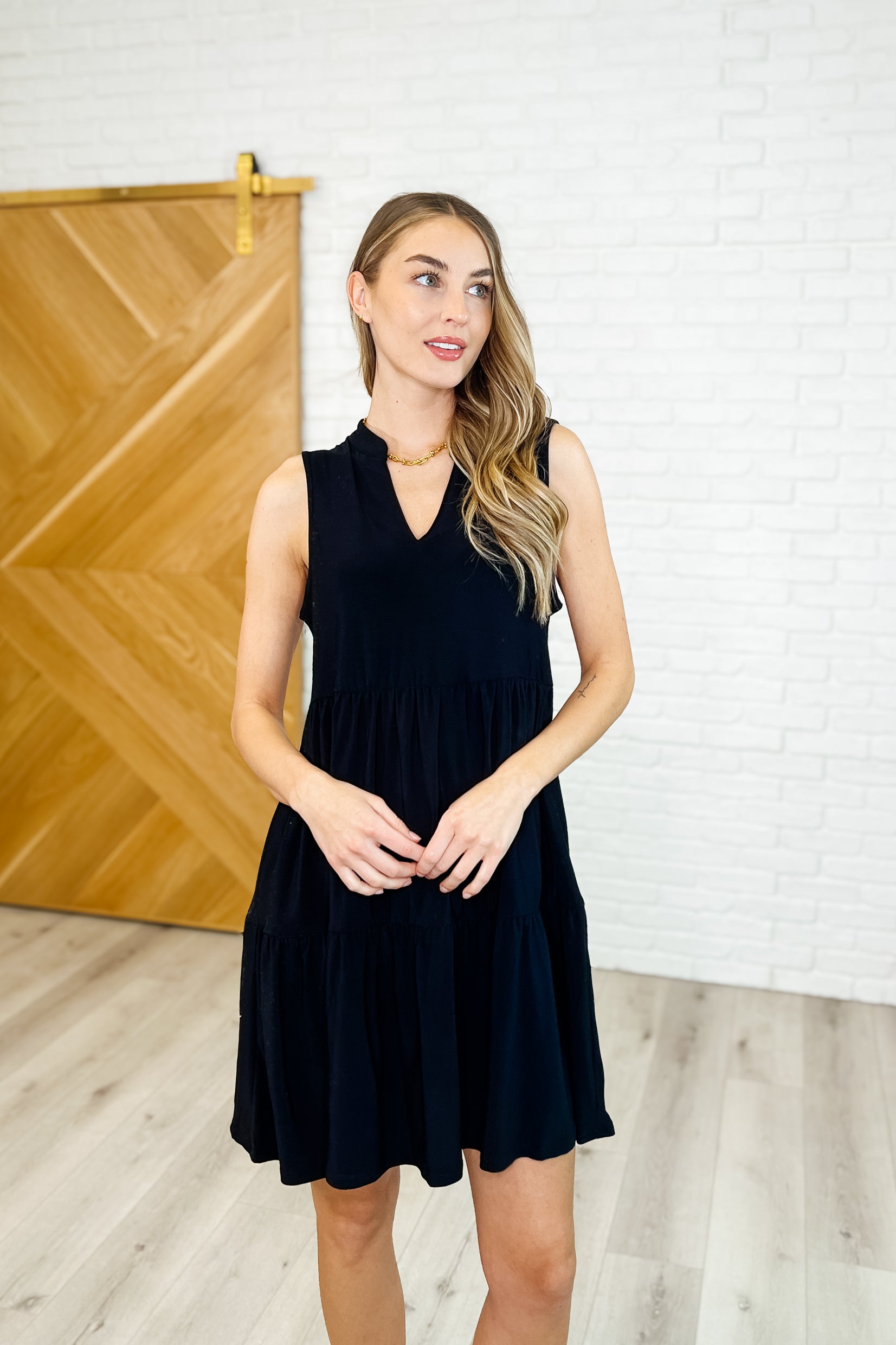Lizzy Tiered Tank Dress in Black Womens Ave Shops- Tilden Co.