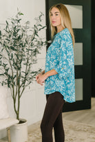 Lizzy Top in Aqua Paisley Blouse Ave Shops- Tilden Co.