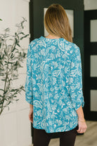 Lizzy Top in Aqua Paisley Blouse Ave Shops- Tilden Co.