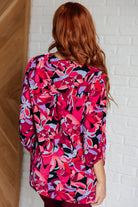 Lizzy Top in Black and Magenta Multi Floral    Tops Ave Shops- Tilden Co.