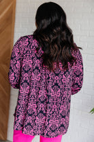 Lizzy Top in Hot Pink and Navy Damask    Tops Ave Shops- Tilden Co.