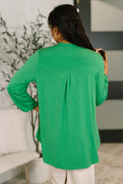 Lizzy Top in Kelly Green Blouse Ave Shops- Tilden Co.