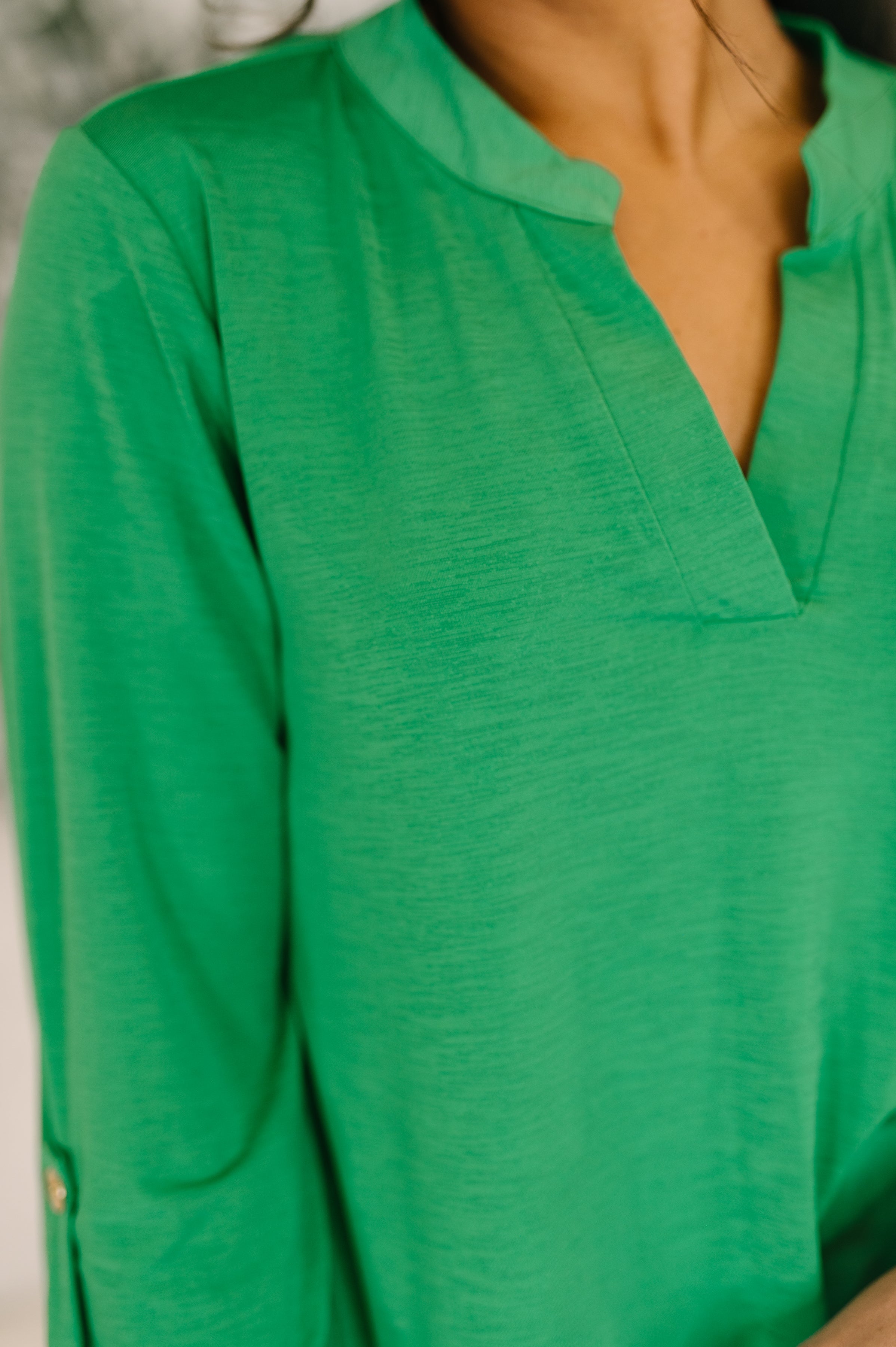 Lizzy Top in Kelly Green Blouse Ave Shops- Tilden Co.