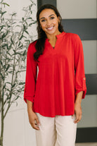 Lizzy Top in Red Blouse Ave Shops- Tilden Co.
