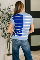 Lonely Traveler Striped Quarter Zip Vest in Blue Vest Ave Shops- Tilden Co.