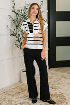 Lonely Traveler Striped Quarter Zip Vest in White Womens Ave Shops- Tilden Co.
