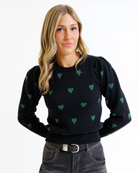 Long Sleeve Pretty Pullover XS / Green Hearts XS Green Hearts Sweaters Downeast- Tilden Co.