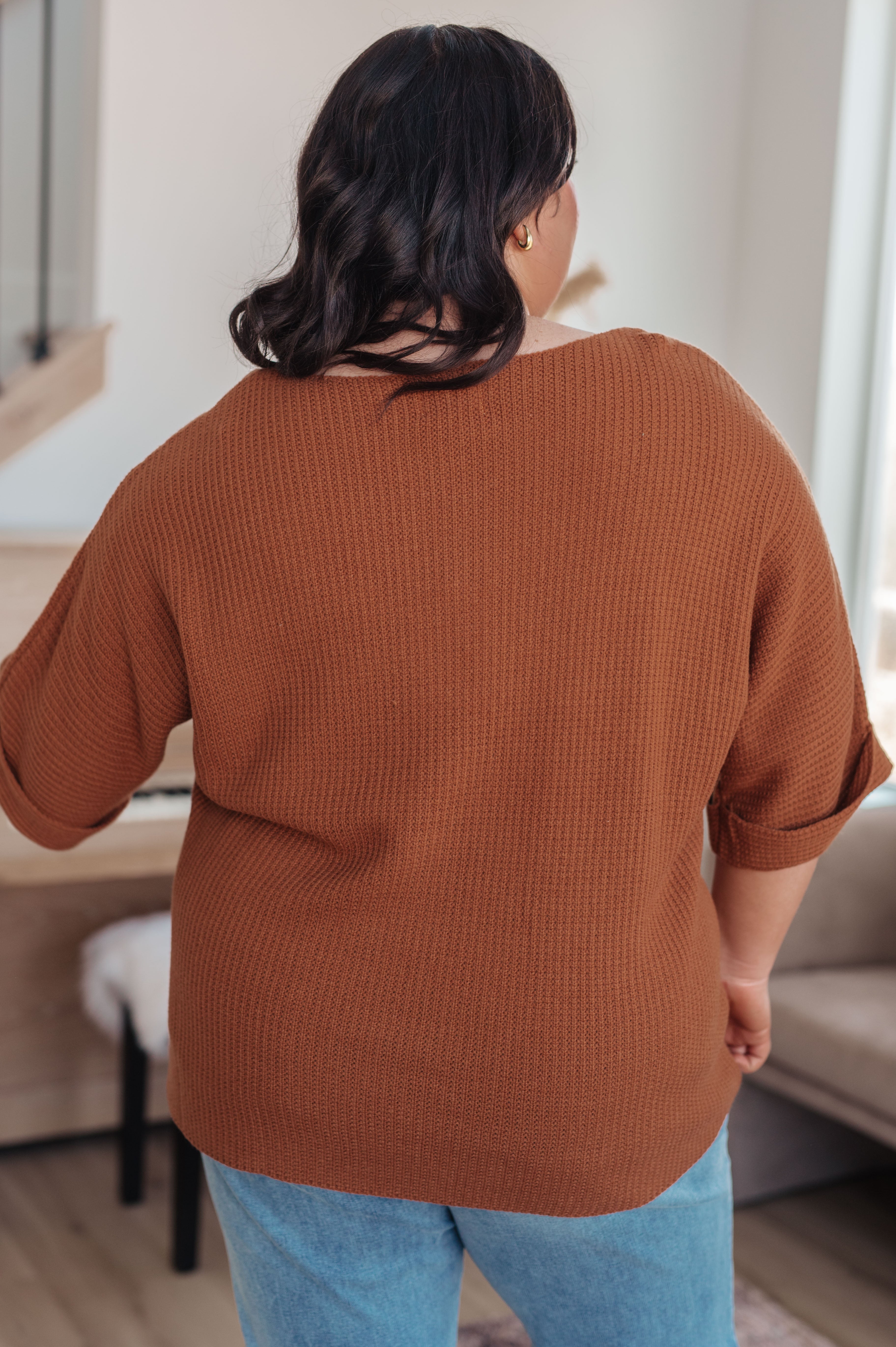 Lotta Love Knitted Sweater Top in Rust Tops Ave Shops- Tilden Co.