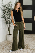 Lounge Line Wide Leg Sweats in Dark Olive Womens Ave Shops- Tilden Co.