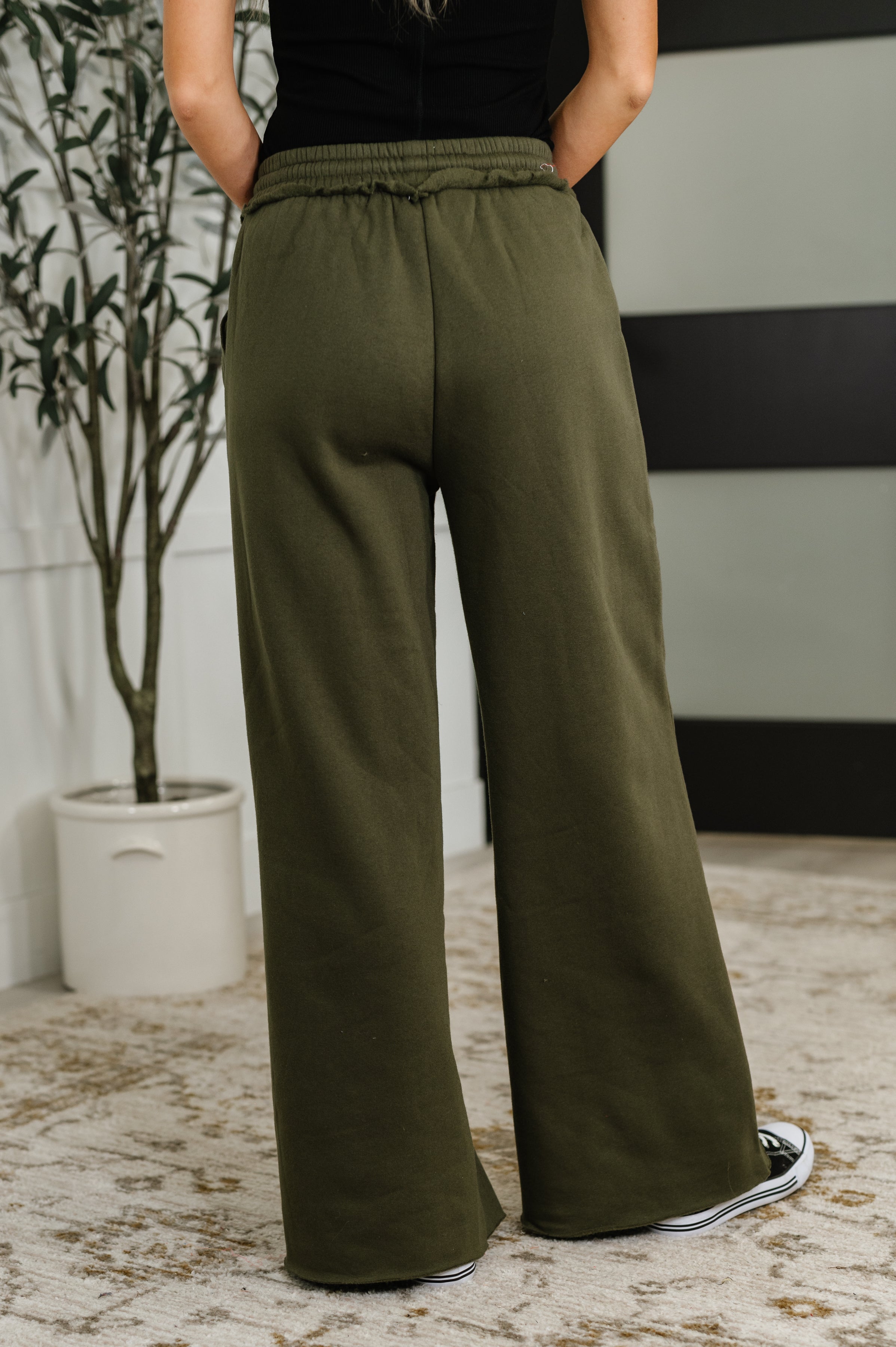Lounge Line Wide Leg Sweats in Dark Olive Womens Ave Shops- Tilden Co.