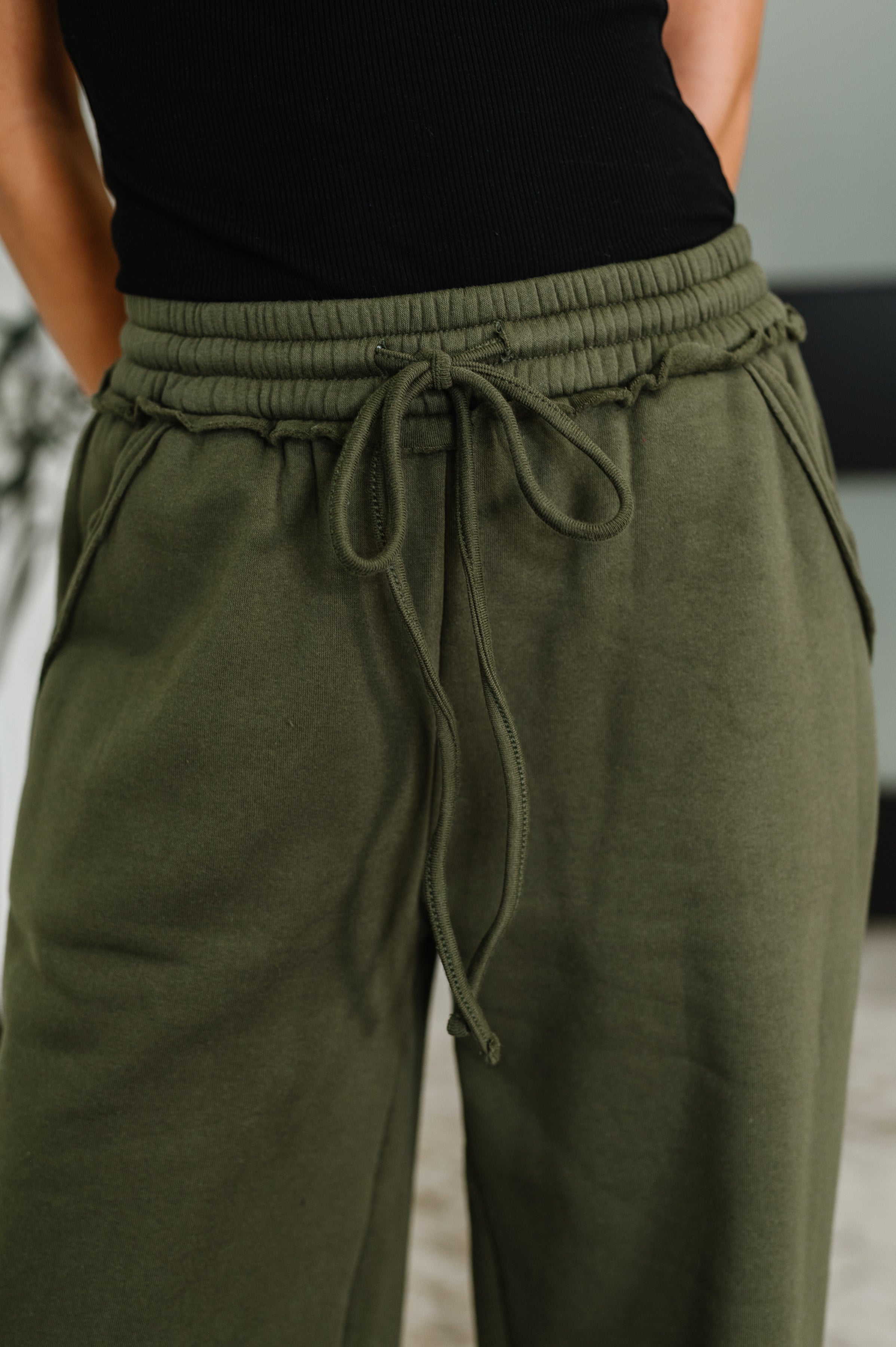 Lounge Line Wide Leg Sweats in Dark Olive Womens Ave Shops- Tilden Co.