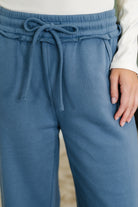 Lounge Line Wide Leg Sweats in Dusty Blue Womens Ave Shops- Tilden Co.