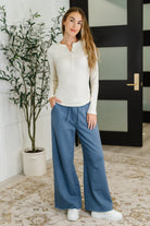 Lounge Line Wide Leg Sweats in Dusty Blue Womens Ave Shops- Tilden Co.