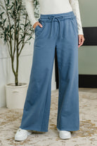 Lounge Line Wide Leg Sweats in Dusty Blue Womens Ave Shops- Tilden Co.