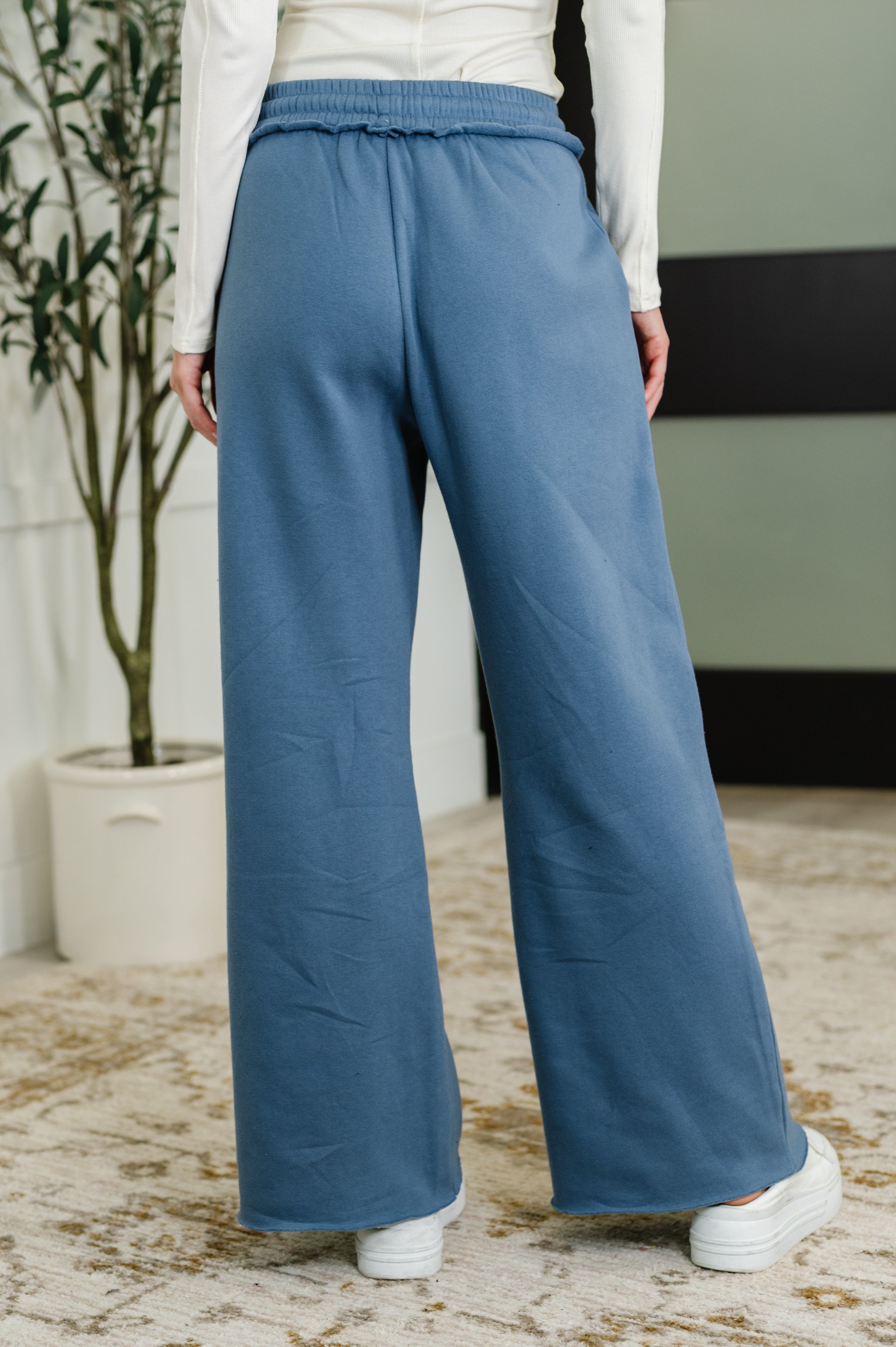 Lounge Line Wide Leg Sweats in Dusty Blue Womens Ave Shops- Tilden Co.