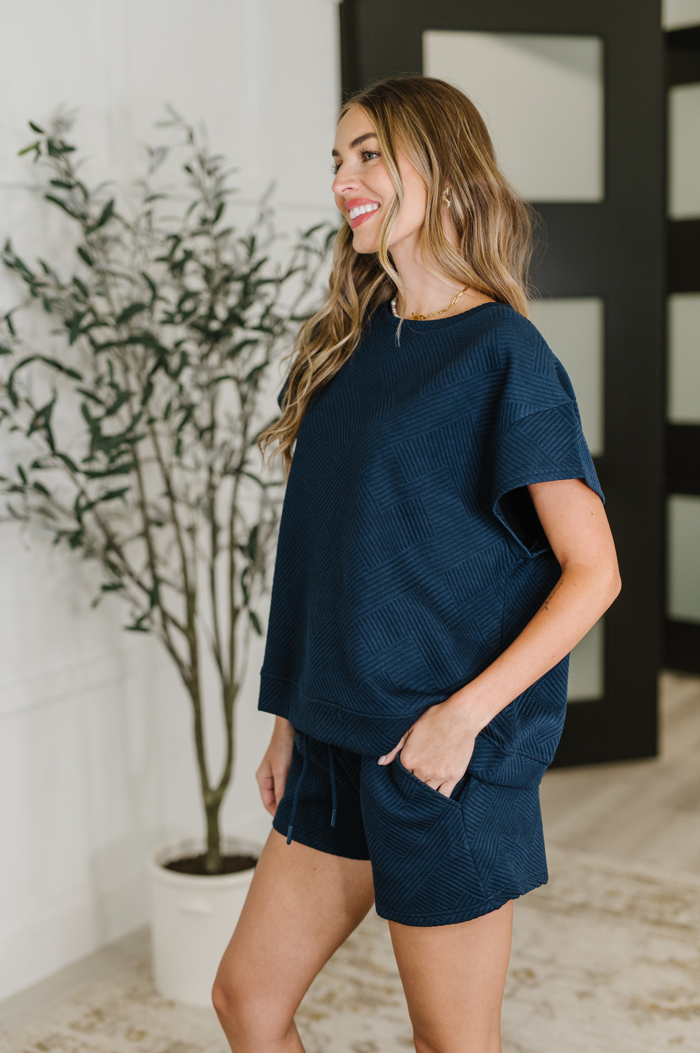 Love on the Loose Quilted Top in Navy Womens Ave Shops- Tilden Co.